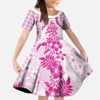 Aloha Hawaii Palaka Family Matching Puletasi and Hawaiian Shirt Pink Plumeria Lei LT05 Daughter's Dress Pink - Polynesian Pride