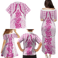 Aloha Hawaii Palaka Family Matching Puletasi and Hawaiian Shirt Pink Plumeria Lei LT05 - Polynesian Pride