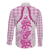 Aloha Hawaii Palaka Family Matching Summer Maxi Dress and Hawaiian Shirt Pink Plumeria Lei LT05 - Polynesian Pride