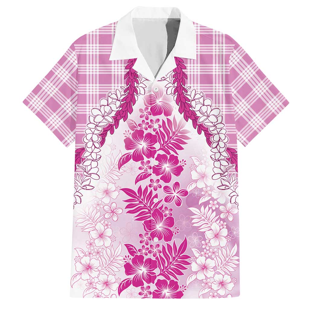Aloha Hawaii Palaka Hawaiian Shirt Pink Plumeria Lei LT05 Pink - Polynesian Pride