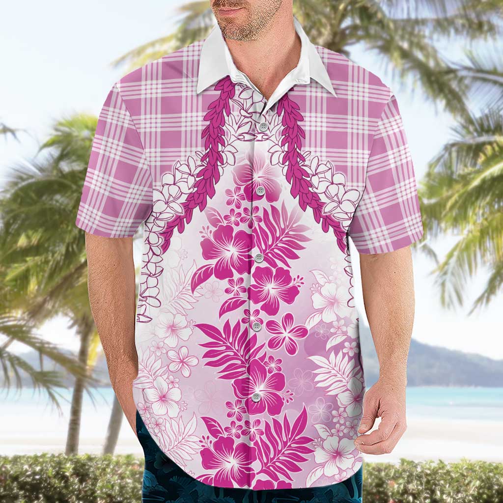 Aloha Hawaii Palaka Hawaiian Shirt Pink Plumeria Lei LT05 - Polynesian Pride