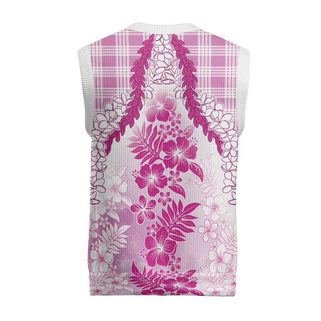 Aloha Hawaii Palaka Christmas Knitted V-Neck Vest Pink Plumeria Lei - Polynesian Pride