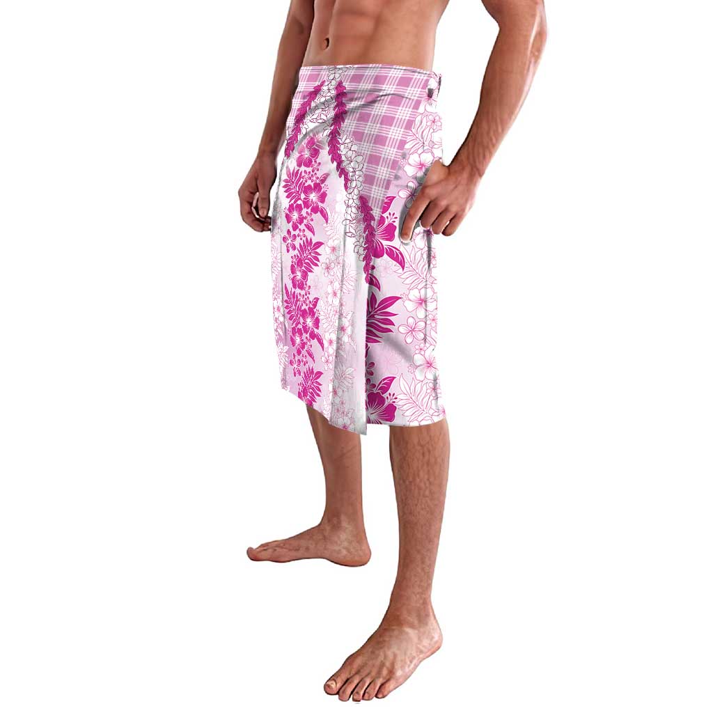 Aloha Hawaii Palaka Lavalava Pink Plumeria Lei - Polynesian Pride