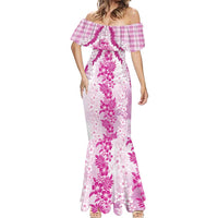 Aloha Hawaii Palaka Mermaid Dress Pink Plumeria Lei LT05 - Polynesian Pride