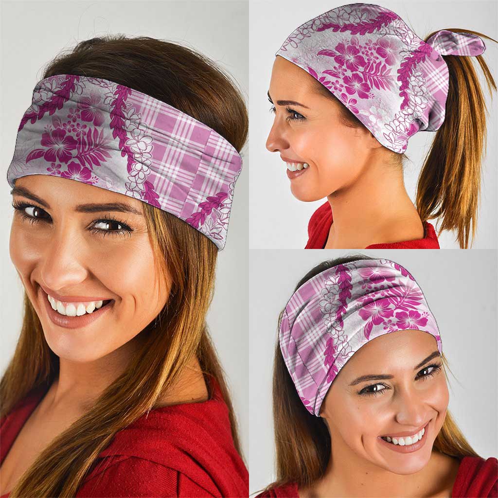 Aloha Hawaii Palaka Neck Gaiter Pink Plumeria Lei - Polynesian Pride