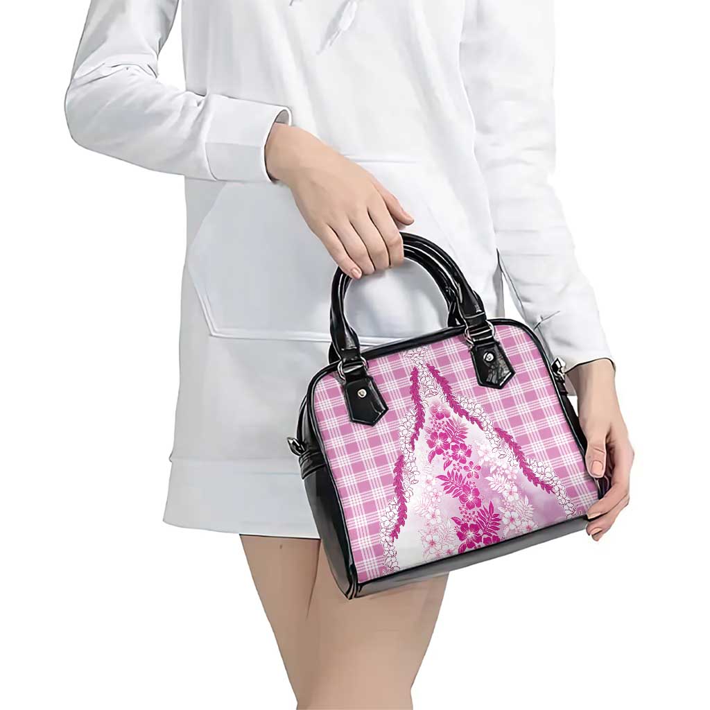 Aloha Hawaii Palaka Shoulder Handbag Pink Plumeria Lei - Polynesian Pride