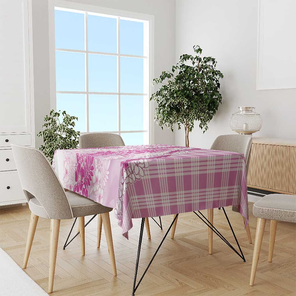 Aloha Hawaii Palaka Tablecloth Pink Plumeria Lei - Polynesian Pride