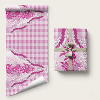Aloha Hawaii Palaka Wrapping Paper Pink Plumeria Lei