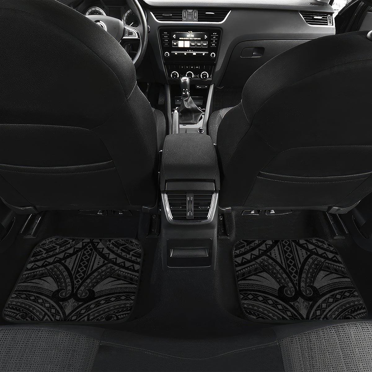 Custom New Zealand Maori Taiaha Car Mats Tiki Warrior Black LT05 - Polynesian Pride