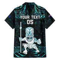 Custom New Zealand Maori Taiaha Family Matching Off Shoulder Long Sleeve Dress and Hawaiian Shirt Tiki Warrior Paua Shell LT05 - Polynesian Pride