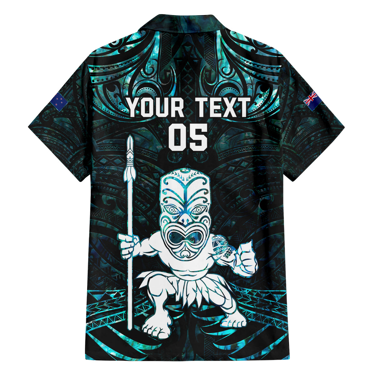 Custom New Zealand Maori Taiaha Family Matching Off Shoulder Short Dress and Hawaiian Shirt Tiki Warrior Paua Shell LT05 - Polynesian Pride