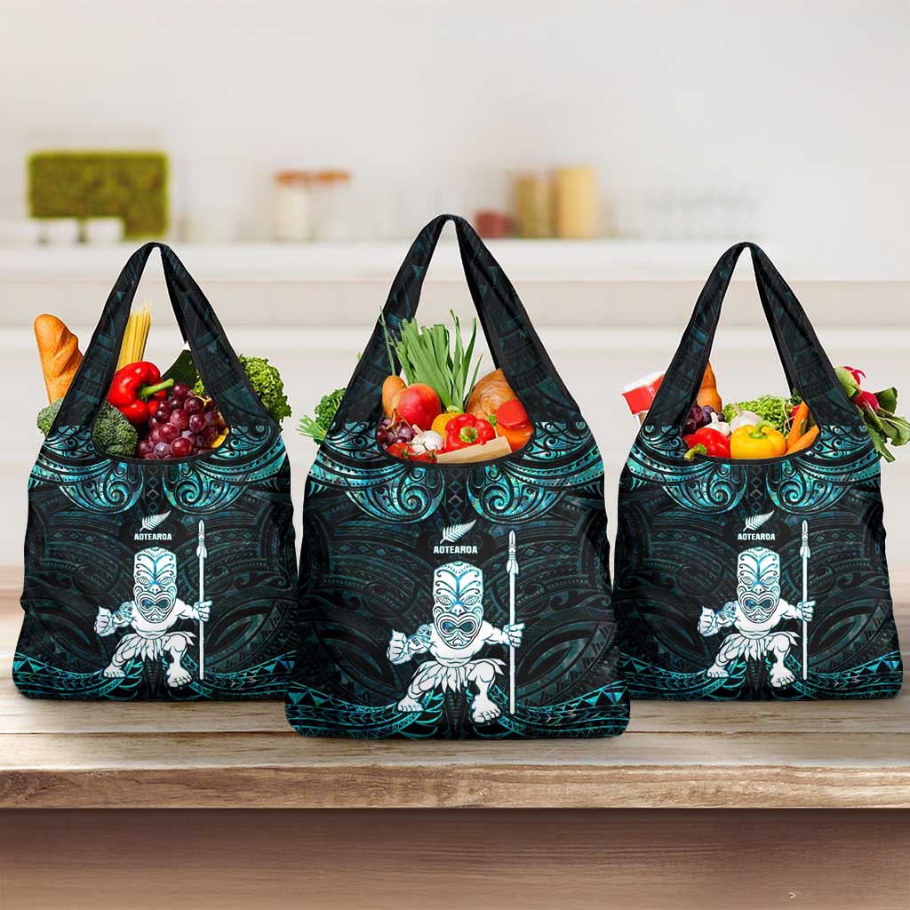 New Zealand Maori Taiaha Grocery Bag Tiki Warrior Paua Shell
