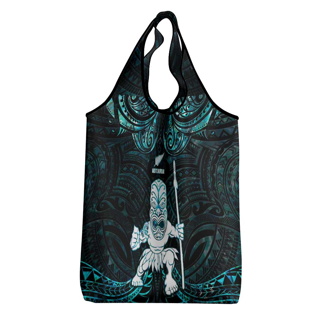 New Zealand Maori Taiaha Grocery Bag Tiki Warrior Paua Shell