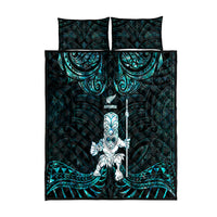 New Zealand Maori Taiaha Quilt Bed Set Tiki Warrior Paua Shell LT05 Black - Polynesian Pride