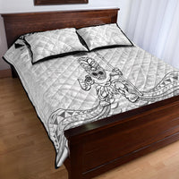 New Zealand Maori Taiaha Quilt Bed Set Tiki Warrior White LT05 - Polynesian Pride