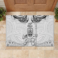 New Zealand Maori Taiaha Rubber Doormat Tiki Warrior White LT05 - Polynesian Pride
