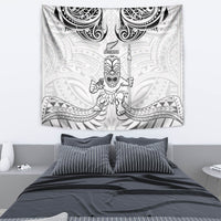 New Zealand Maori Taiaha Tapestry Tiki Warrior White LT05 - Polynesian Pride