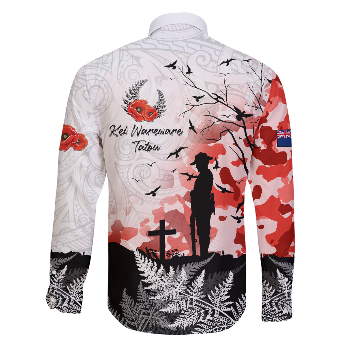 Kei Wareware Tatou New Zealand ANZAC Day Family Matching Off Shoulder Long Sleeve Dress and Hawaiian Shirt Lest We Forget LT05 - Polynesian Pride