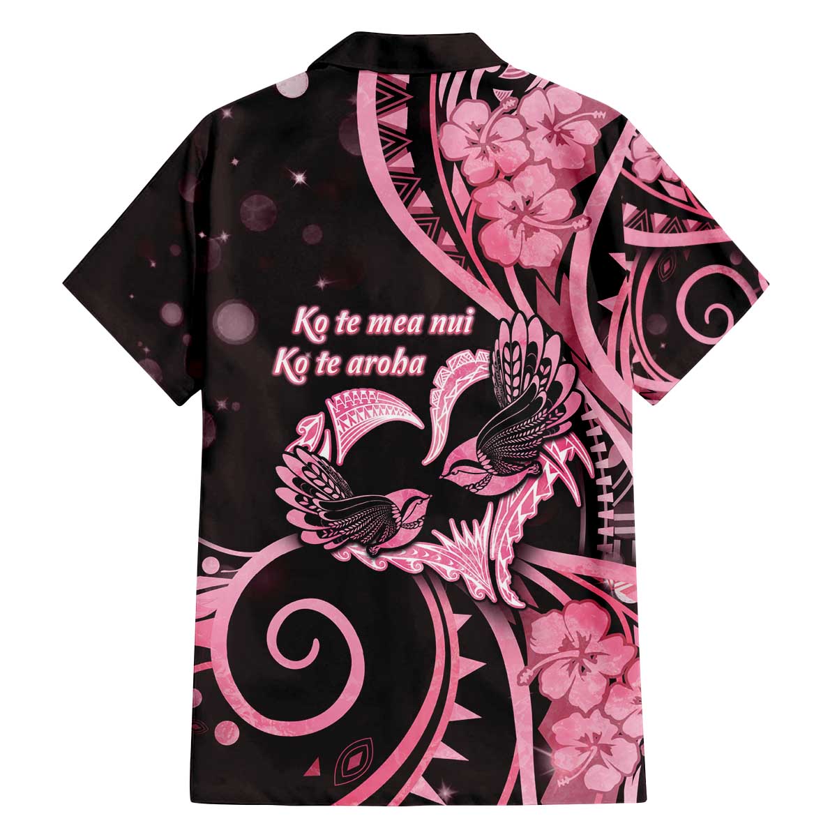 New Zealand Valentine Family Matching Off The Shoulder Long Sleeve Dress and Hawaiian Shirt Aroha Sweet Pink Piwakawaka LT05 - Polynesian Pride