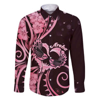 New Zealand Valentine Family Matching Short Sleeve Bodycon Dress and Hawaiian Shirt Aroha Sweet Pink Piwakawaka LT05 Dad's Shirt - Long Sleeve Pink - Polynesian Pride