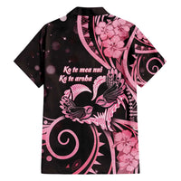 New Zealand Valentine Family Matching Summer Maxi Dress and Hawaiian Shirt Aroha Sweet Pink Piwakawaka LT05 - Polynesian Pride