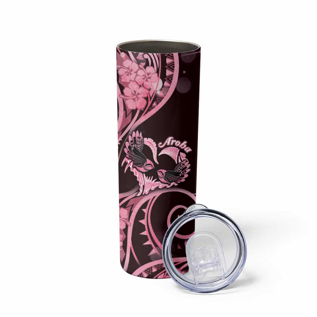 New Zealand Valentine Skinny Tumbler Aroha Sweet Pink Piwakawaka LT05 - Polynesian Pride