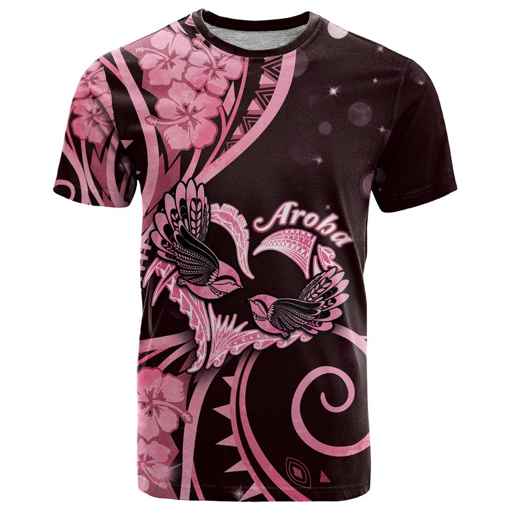 New Zealand Valentine T Shirt Aroha Sweet Pink Piwakawaka