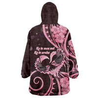 New Zealand Valentine Wearable Blanket Hoodie Aroha Sweet Pink Piwakawaka LT05 - Polynesian Pride