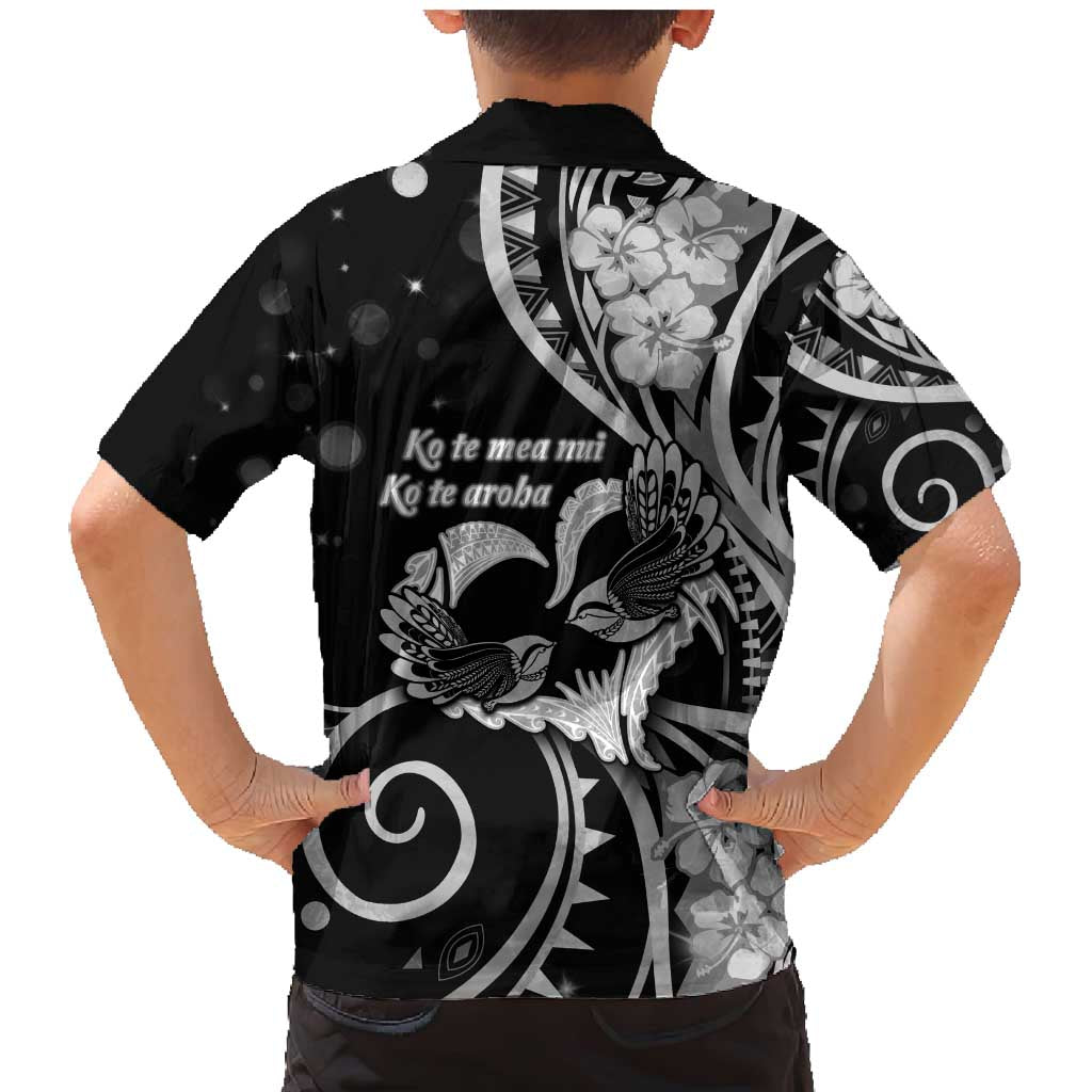 New Zealand Valentine Family Matching Mermaid Dress and Hawaiian Shirt Aroha Gray Piwakawaka LT05 - Polynesian Pride