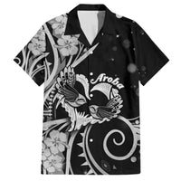 New Zealand Valentine Family Matching Off The Shoulder Long Sleeve Dress and Hawaiian Shirt Aroha Gray Piwakawaka LT05 - Polynesian Pride