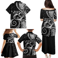 New Zealand Valentine Family Matching Puletasi and Hawaiian Shirt Aroha Gray Piwakawaka LT05 - Polynesian Pride