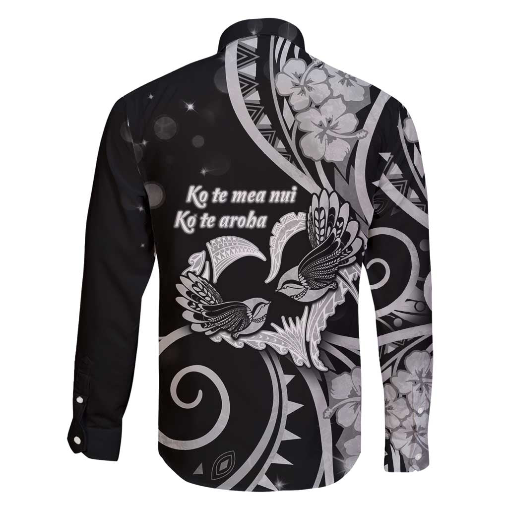 New Zealand Valentine Family Matching Puletasi and Hawaiian Shirt Aroha Gray Piwakawaka LT05 - Polynesian Pride