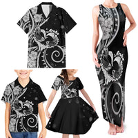 New Zealand Valentine Family Matching Tank Maxi Dress and Hawaiian Shirt Aroha Gray Piwakawaka LT05 - Polynesian Pride