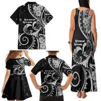 New Zealand Valentine Family Matching Tank Maxi Dress and Hawaiian Shirt Aroha Gray Piwakawaka LT05 - Polynesian Pride