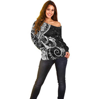 New Zealand Valentine Off Shoulder Sweater Aroha Gray Piwakawaka LT05 - Polynesian Pride