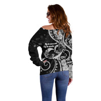 New Zealand Valentine Off Shoulder Sweater Aroha Gray Piwakawaka LT05 - Polynesian Pride
