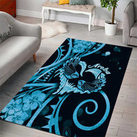New Zealand Valentine Area Rug Aroha Cyan Piwakawaka