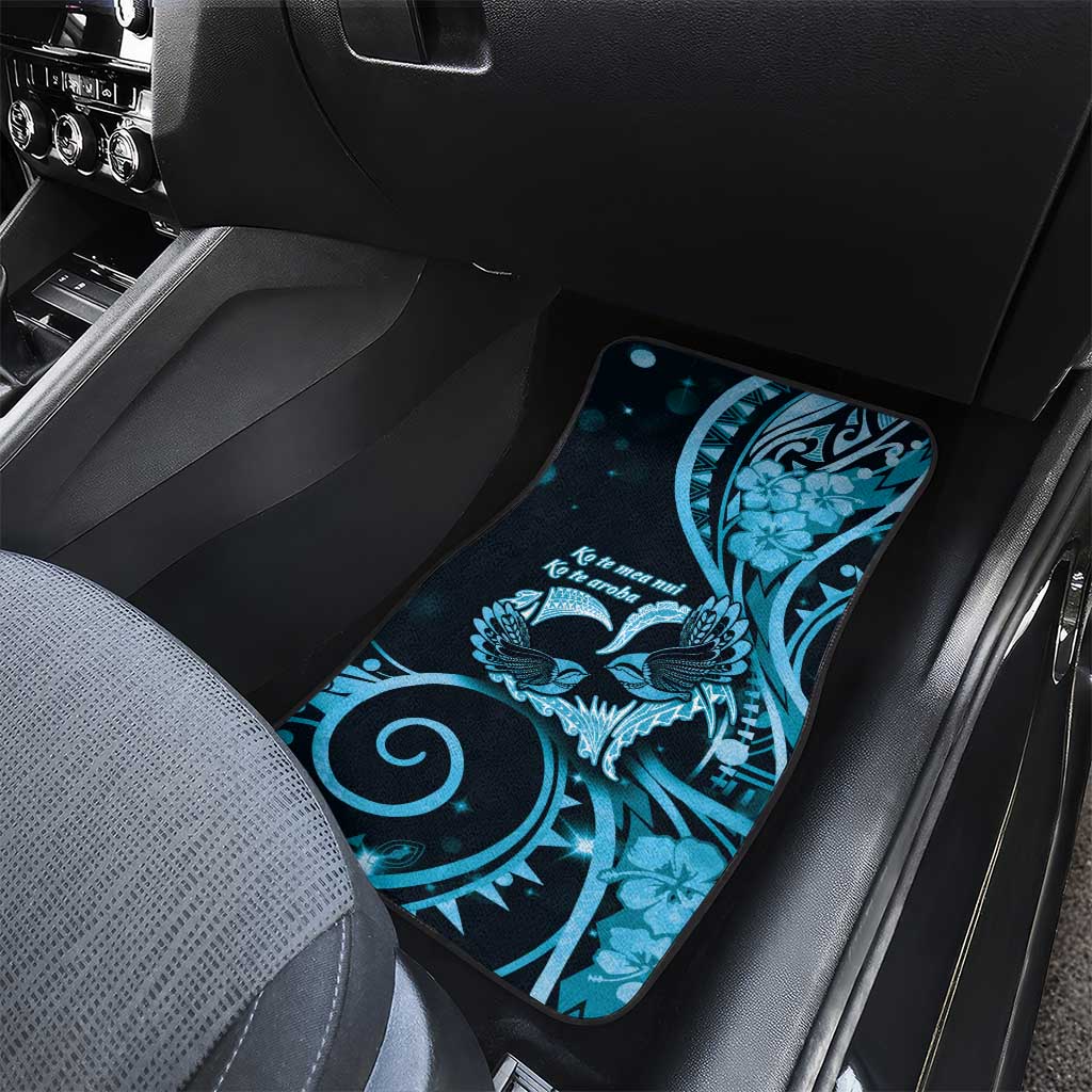 New Zealand Valentine Car Mats Aroha Cyan Piwakawaka