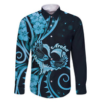 New Zealand Valentine Family Matching Summer Maxi Dress and Hawaiian Shirt Aroha Cyan Piwakawaka LT05 Dad's Shirt - Long Sleeve Cyan - Polynesian Pride