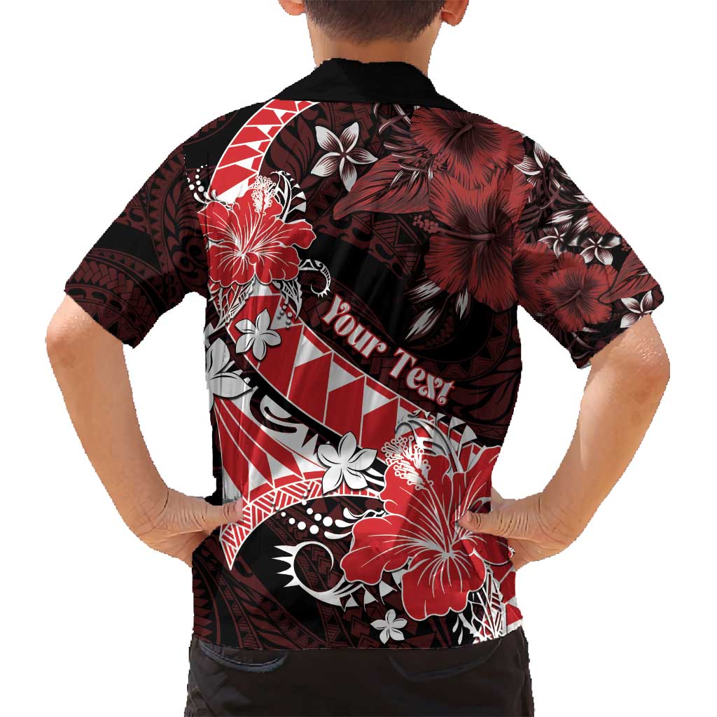 Personalised Hawaii Valentine Day Family Matching Long Sleeve Bodycon Dress and Hawaiian Shirt Polynesian Hibiscus Art Style Red LT05 - Polynesian Pride