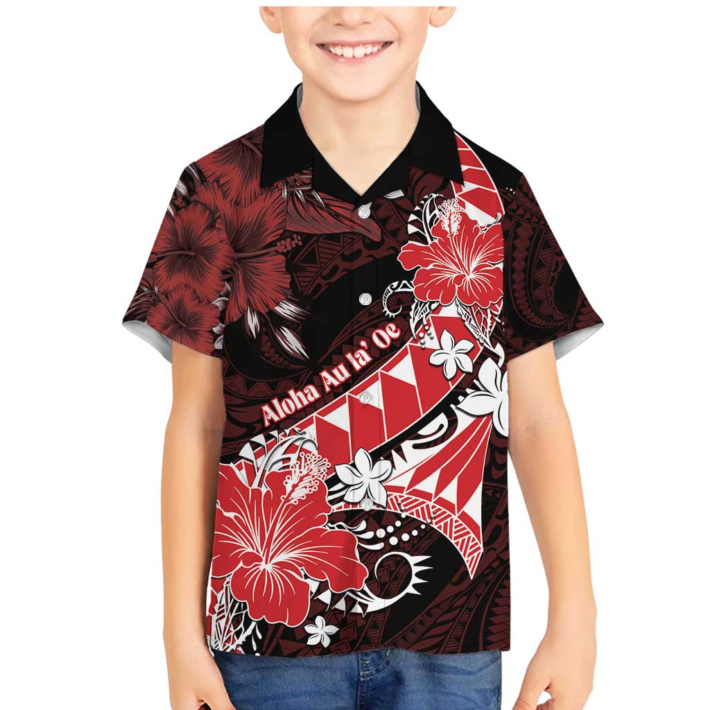 Personalised Hawaii Valentine Day Family Matching Mermaid Dress and Hawaiian Shirt Polynesian Hibiscus Art Style Red LT05 Son's Shirt Red - Polynesian Pride
