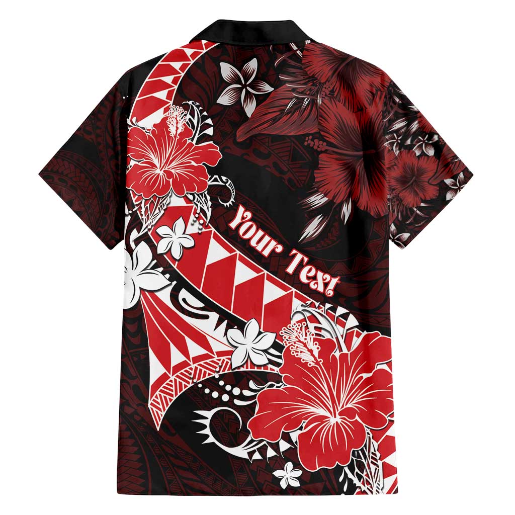 Personalised Hawaii Valentine Day Family Matching Off Shoulder Short Dress and Hawaiian Shirt Polynesian Hibiscus Art Style Red LT05 - Polynesian Pride
