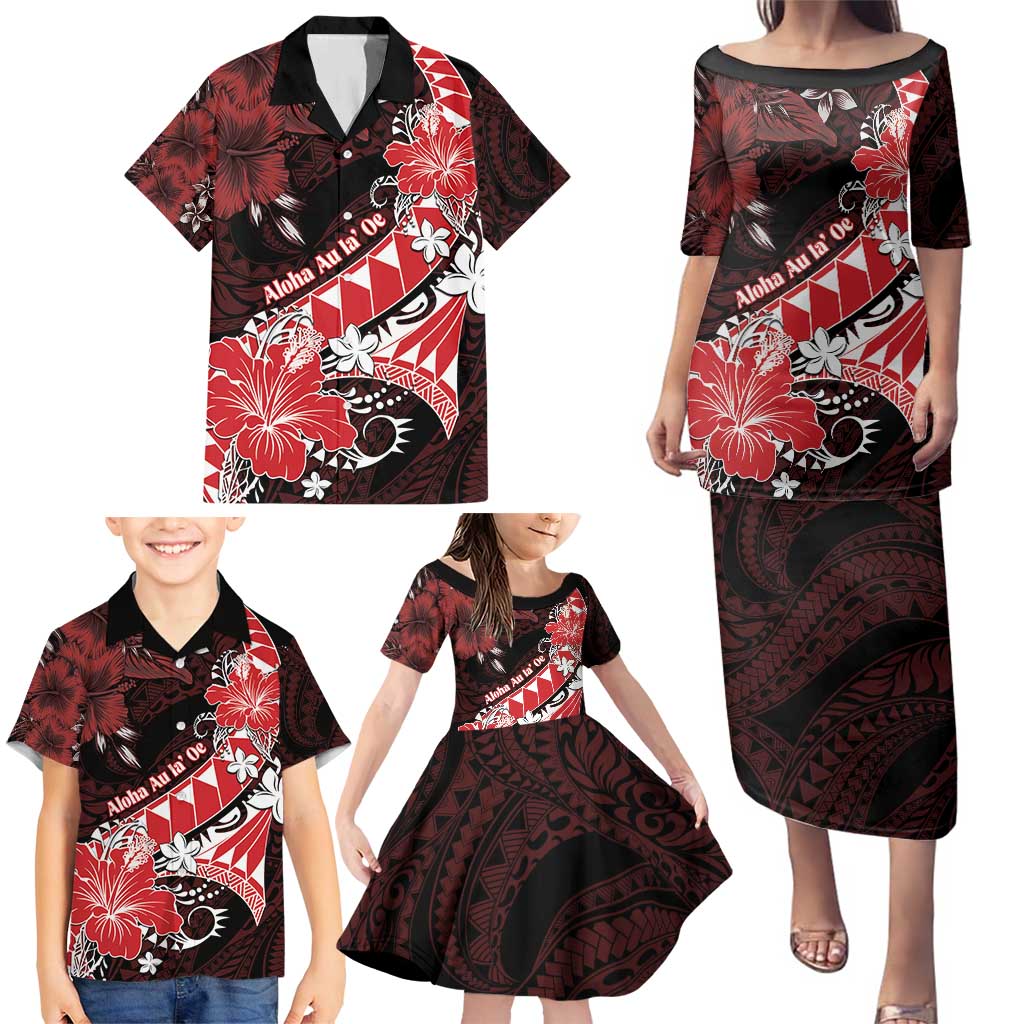 Personalised Hawaii Valentine Day Family Matching Puletasi and Hawaiian Shirt Polynesian Hibiscus Art Style Red LT05 - Polynesian Pride