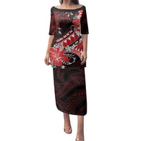 Personalised Hawaii Valentine Day Family Matching Puletasi and Hawaiian Shirt Polynesian Hibiscus Art Style Red LT05 Mom's Dress Red - Polynesian Pride