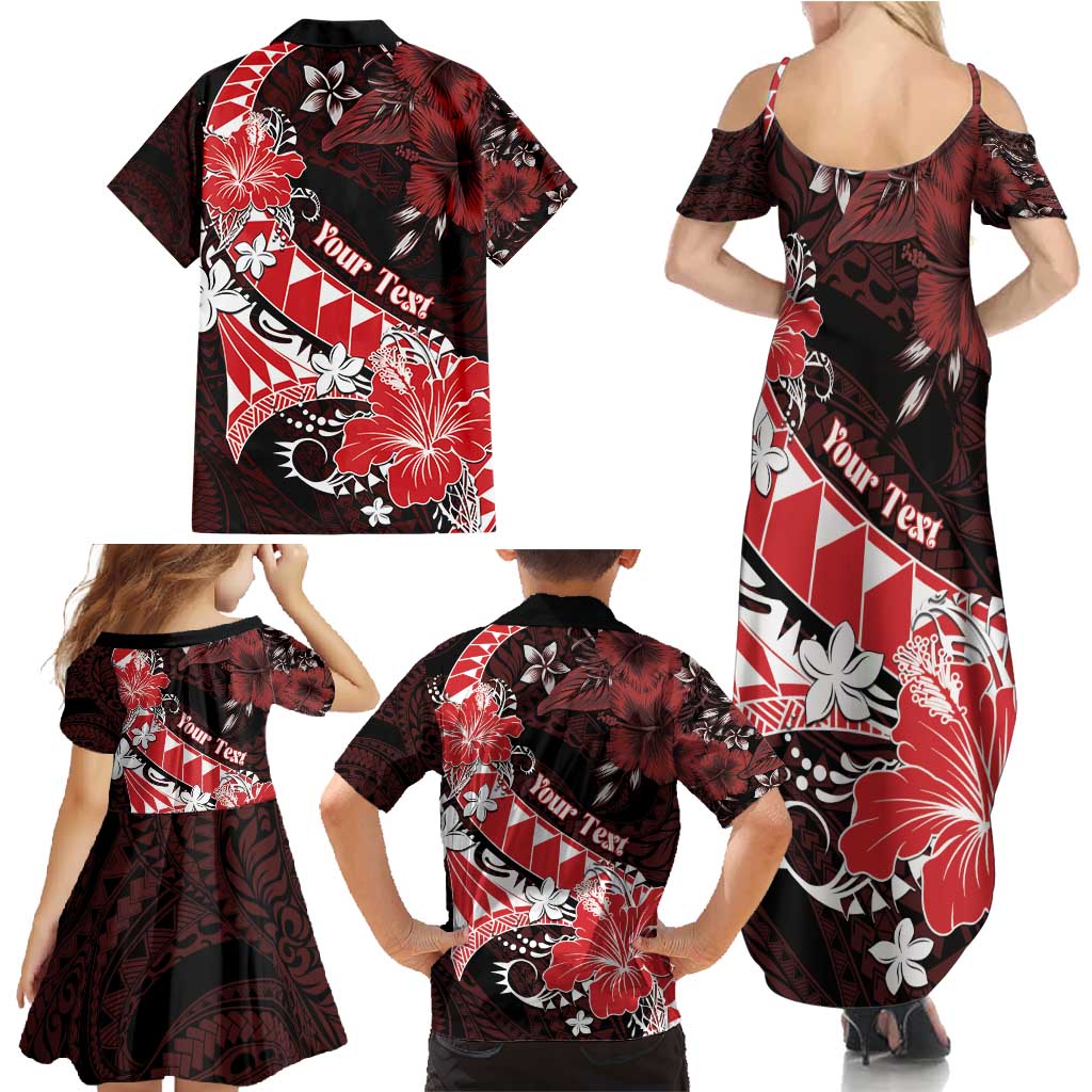 Personalised Hawaii Valentine Day Family Matching Summer Maxi Dress and Hawaiian Shirt Polynesian Hibiscus Art Style Red LT05 - Polynesian Pride