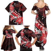 Personalised Hawaii Valentine Day Family Matching Summer Maxi Dress and Hawaiian Shirt Polynesian Hibiscus Art Style Red LT05 - Polynesian Pride