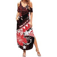 Personalised Hawaii Valentine Day Family Matching Summer Maxi Dress and Hawaiian Shirt Polynesian Hibiscus Art Style Red LT05 Mom's Dress Red - Polynesian Pride