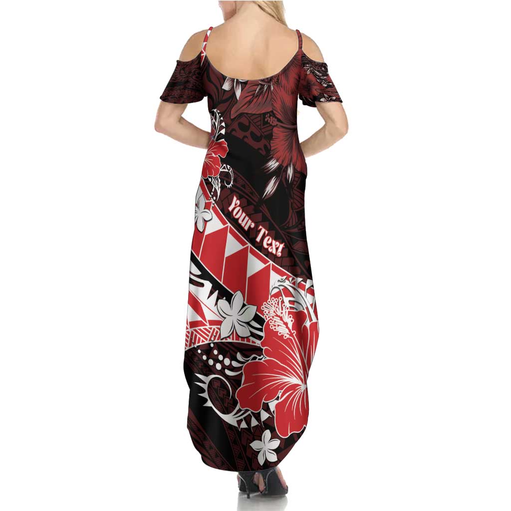 Personalised Hawaii Valentine Day Family Matching Summer Maxi Dress and Hawaiian Shirt Polynesian Hibiscus Art Style Red LT05 - Polynesian Pride