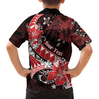 Personalised Hawaii Valentine Day Family Matching Tank Maxi Dress and Hawaiian Shirt Polynesian Hibiscus Art Style Red LT05 - Polynesian Pride