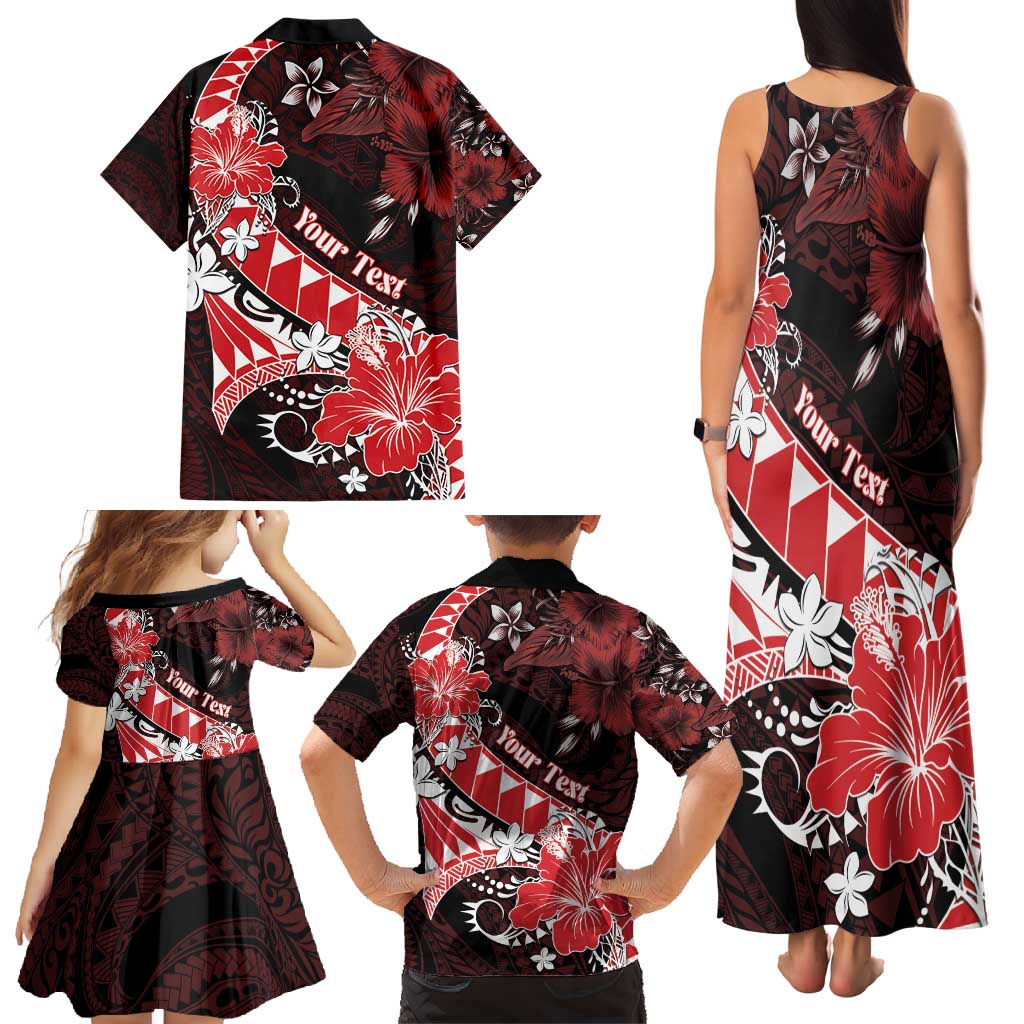 Personalised Hawaii Valentine Day Family Matching Tank Maxi Dress and Hawaiian Shirt Polynesian Hibiscus Art Style Red LT05 - Polynesian Pride